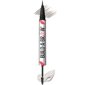 Maybelline Build-A-Brow 2-in-1 Brow Pen and Sealing Eyebrow Gel, Eyebrow Makeup for Real-Looking, Fuller Brows, Deep Brown, 1 Count