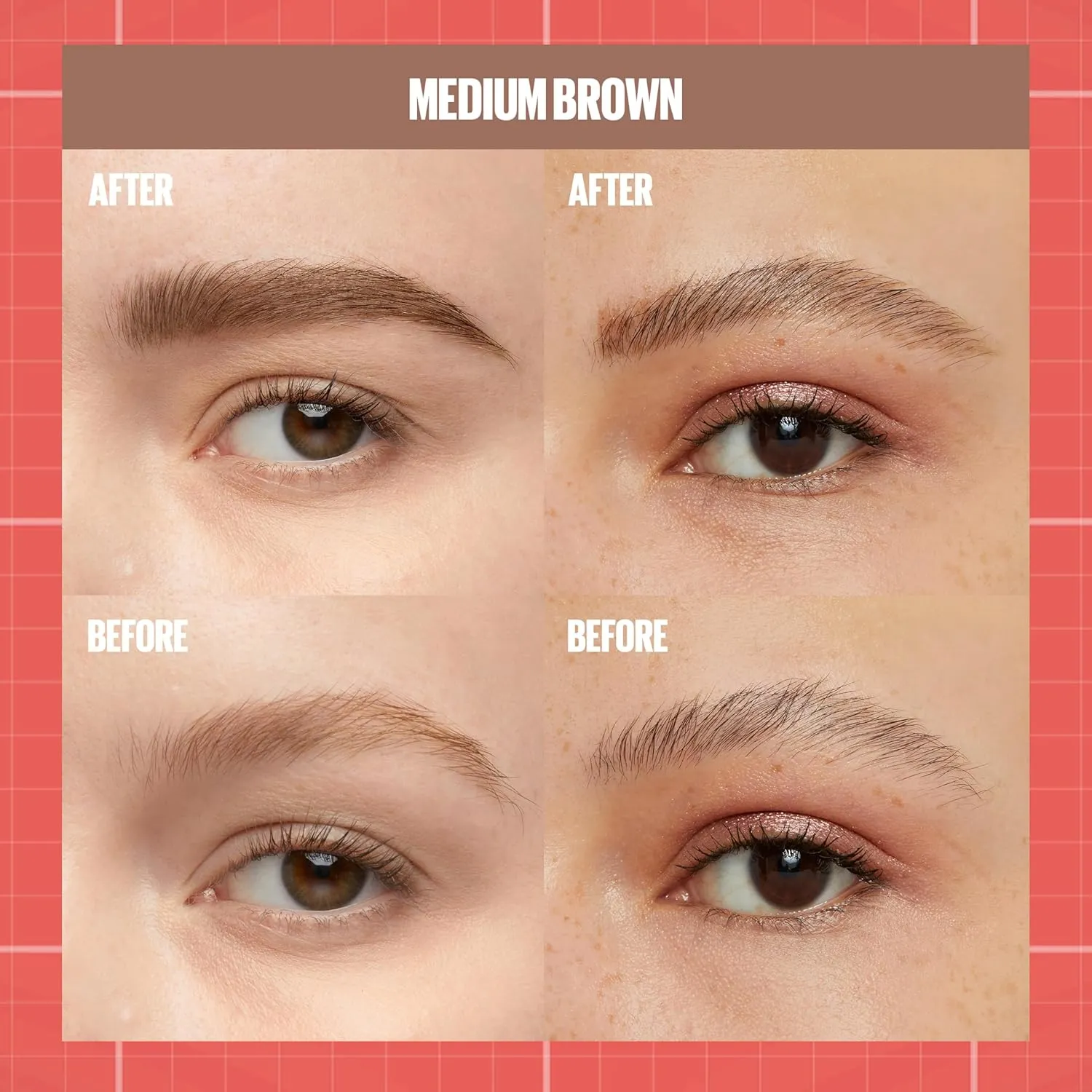 Maybelline Build-A-Brow 2-in-1 Brow Pen and Sealing Eyebrow Gel, Eyebrow Makeup for Real-Looking, Fuller Brows, Medium Brown, 1 Count