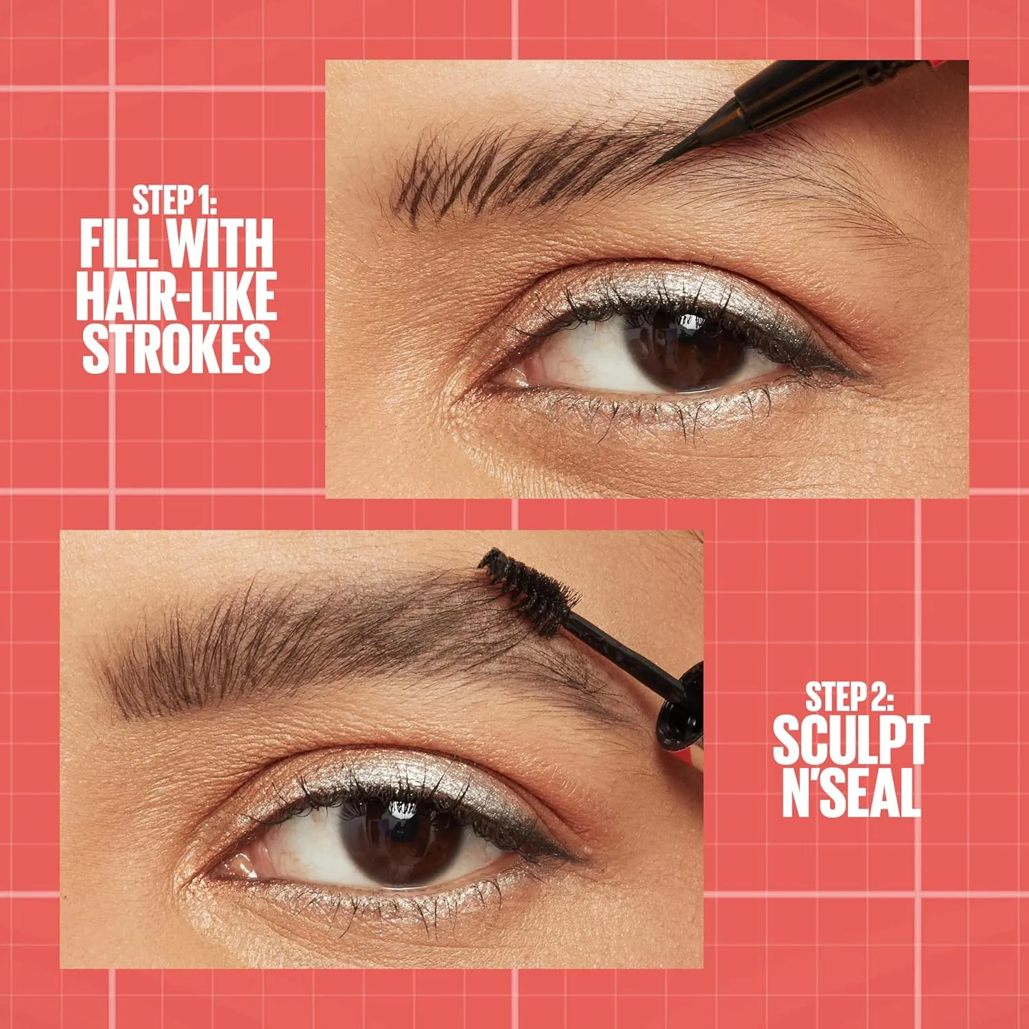 Maybelline Build-A-Brow 2-in-1 Brow Pen and Sealing Eyebrow Gel, Eyebrow Makeup for Real-Looking, Fuller Brows, Soft Brown, 1 Count