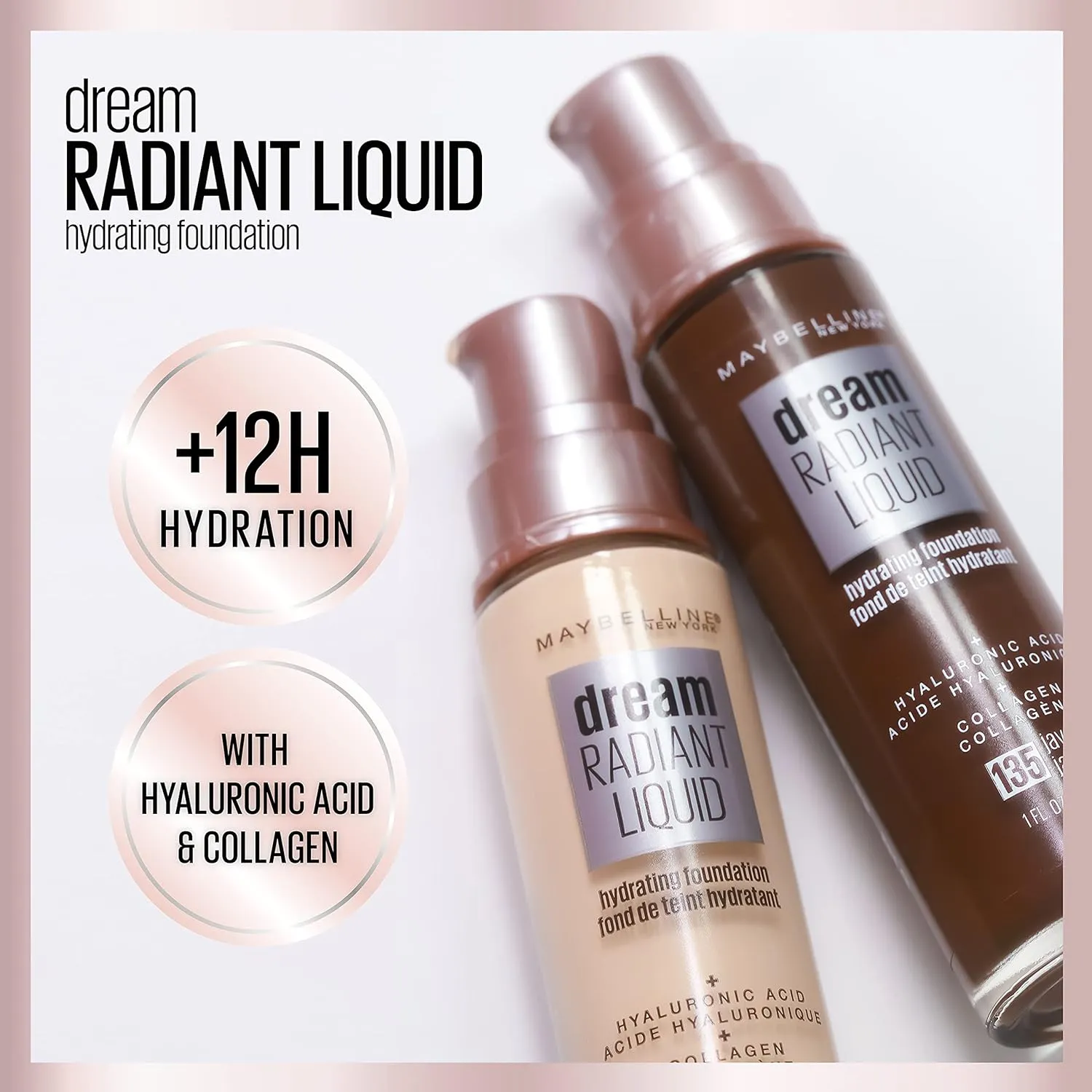 Maybelline Dream Radiant Liquid Medium Coverage Hydrating Makeup, Lightweight Liquid Foundation, Ivory Beige, 1 Count
