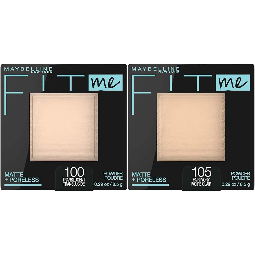 Maybelline Fit Me Matte   Poreless Pressed Face Powder Makeup & Setting Powder, Translucent & Fair Ivory, 1 Count Each