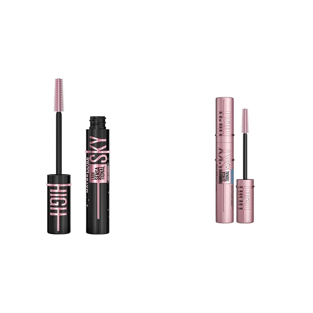 Maybelline Lash Sensational Sky High Washable Mascara Makeup, Volumizing, Lengthening, Defining & Lash Sensational Sky High Waterproof Mascara Makeup, Volumizing, Lengthening, Defining