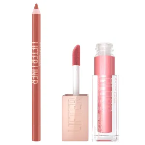 Maybelline Lifter Gloss and Lifter Liner Bundle, Lip Gloss and Lip Liner in Shades Silk and Out Of Line, Pack of 2