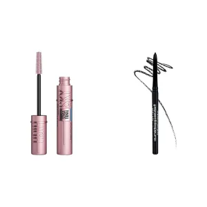 Maybelline Mascara & Eyeliner Bundle - Lash Sensational Sky High Waterproof Volumizing Lengthening Mascara 1 Count & Unstoppable Mechanical Waterproof Eyeliner Black Onyx 1 Count