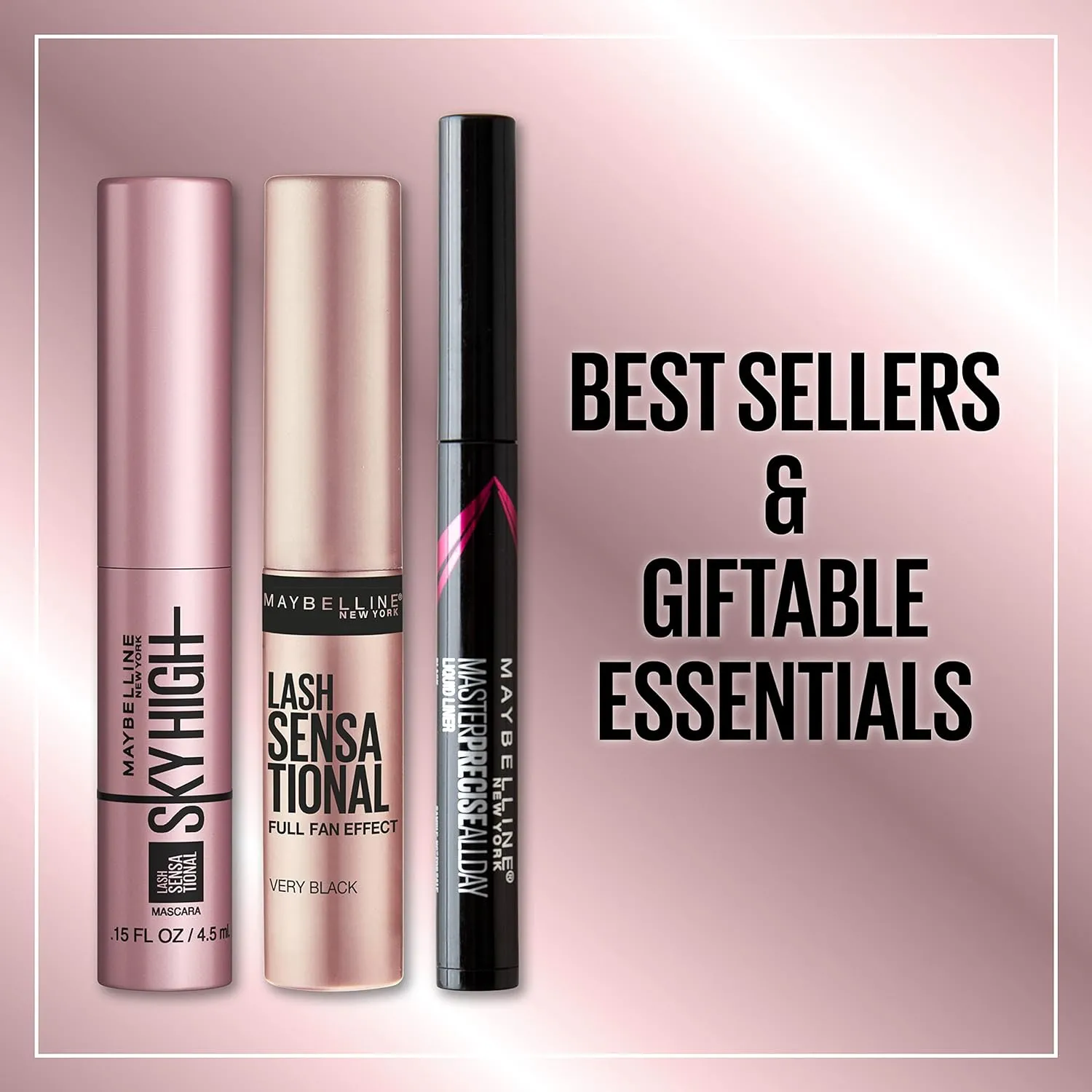 Maybelline New York Holiday Limited Edition Eye Makeup Gift Set, Sky High Mascara, Lash Sensational Mascara and Master Precise Liquid Eyeliner Minatures, 1 Kit, Black