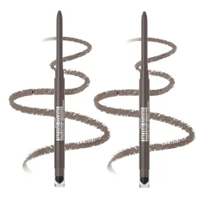 MAYBELLINE Tattoo Studio Automatic Gel Pencil Waterproof Eyeliner, Blendable, Smudge Resistant, Matte Eyeliner For Up To 36HR Wear, Midnight Mocha (Smokey Gray), Pack of 2 (Packaging May Vary)