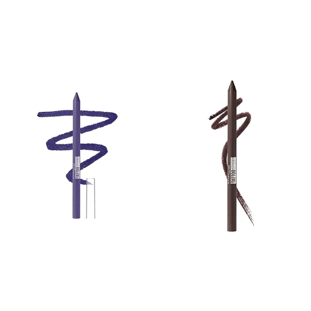 MAYBELLINE TattooStudio Long-Lasting Sharpenable Eyeliner Pencil Bundle with Amethyst and Bold Brown, 1 Count Each