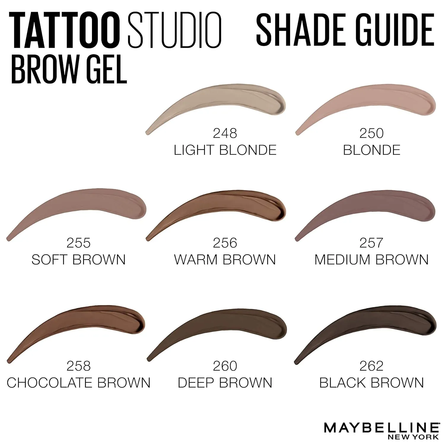 Maybelline TattooStudio Waterproof Eyebrow Gel Makeup, Medium Brown, 1 Count