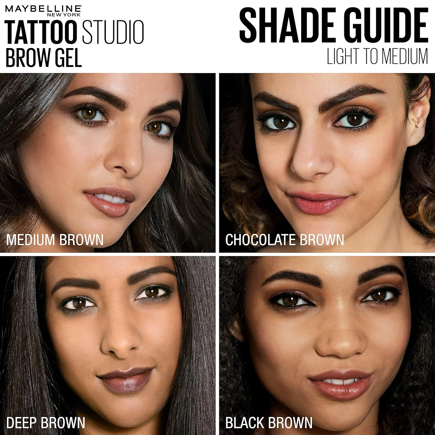 Maybelline TattooStudio Waterproof Eyebrow Gel Makeup, Medium Brown, 1 Count