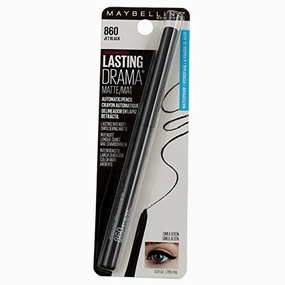 Maybelline Eyestudio Lasting Drama Waterproof Matte Gel Pencil Black Eyeliner Makeup, 860 Jet Black