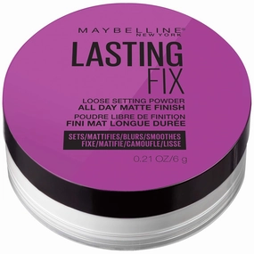 Maybelline Facestudio Lasting Fix Setting   Perfecting Loose Powder Makeup, All Day Matte Wear, Minimizes Shine, Sets Foundation Makeup, Translucent, 0.21 oz.