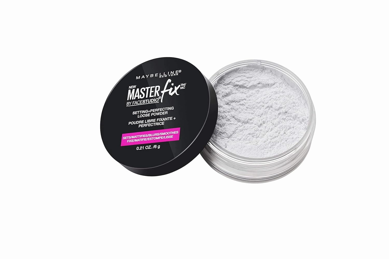 Maybelline Facestudio Lasting Fix Setting   Perfecting Loose Powder Makeup, All Day Matte Wear, Minimizes Shine, Sets Foundation Makeup, Translucent, 0.21 oz.