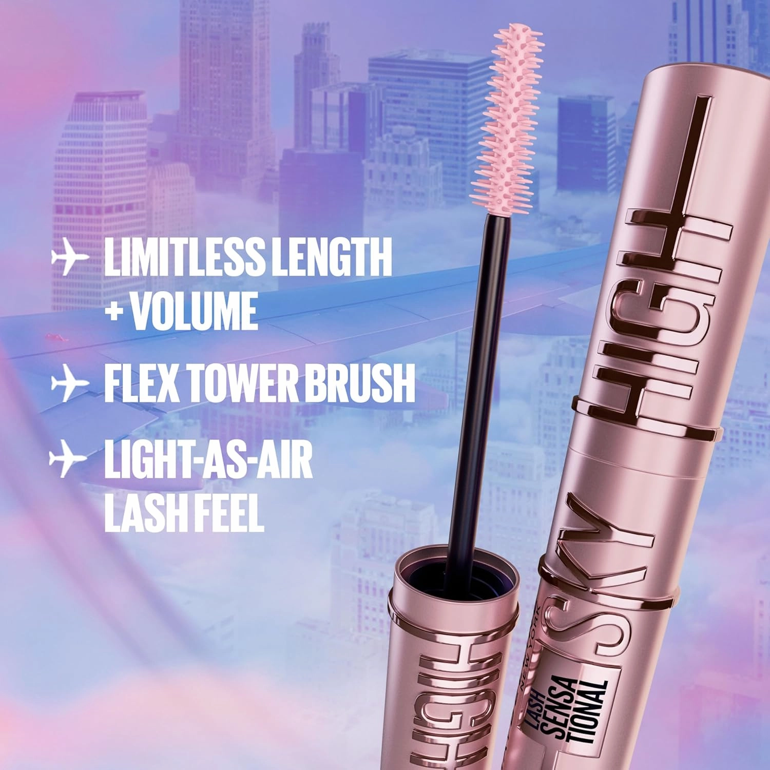 Maybelline Lash Sensational Sky High Blackest Black Mascara and Master Precise All Day Satin Black Liquid Eyeliner Bundle, Includes 1 Mascara and 1 Liquid Eyeliner for Lasting Eye Makeup