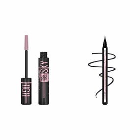 Maybelline Lash Sensational Sky High Washable Mascara Makeup & Hyper Easy Liquid Pen No-Skip Eyeliner, Satin Finish, Waterproof Formula, Pitch Black, 0.018 Fl Oz