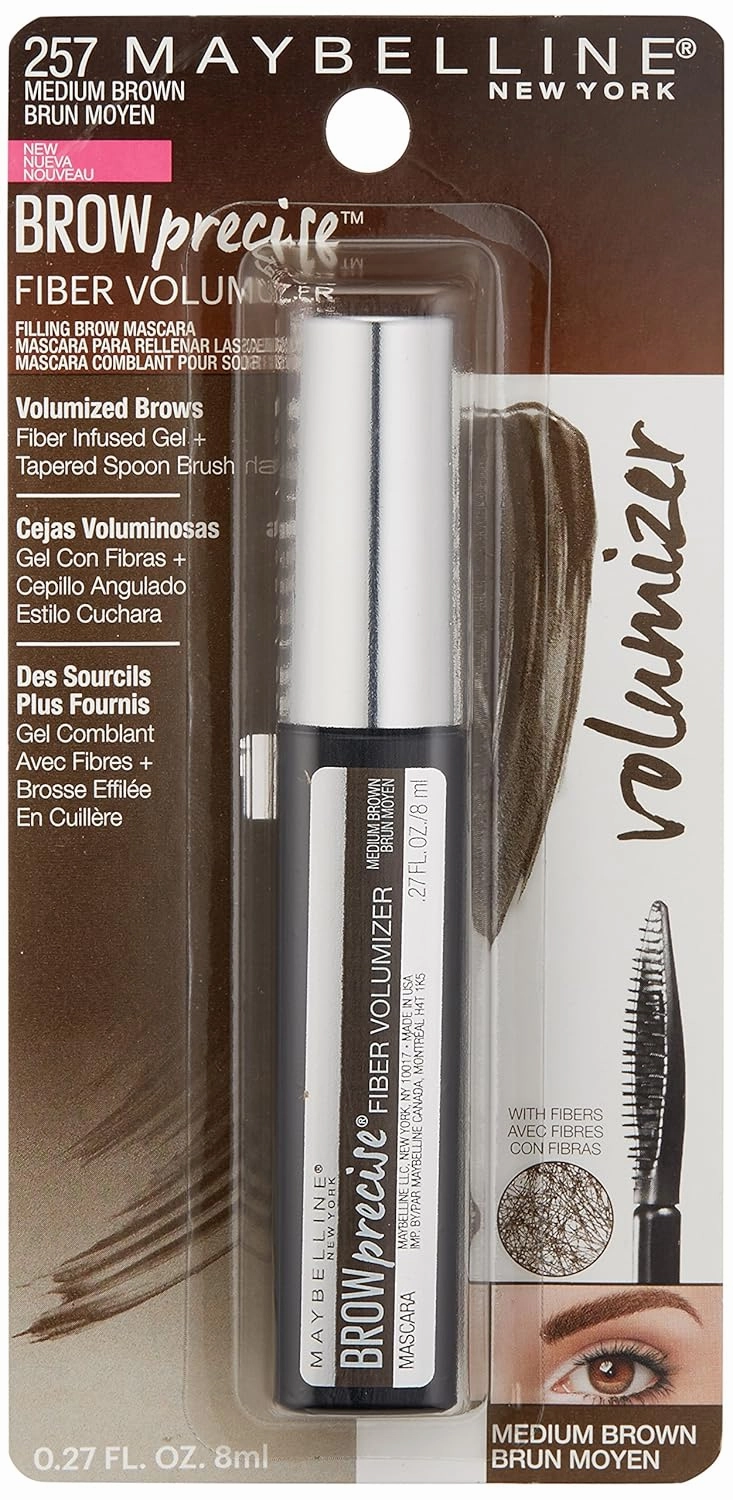 Maybelline New York Brow Precise Fiber Volumizer Eyebrow Mascara, Medium Brown, 0.27 fl. oz.