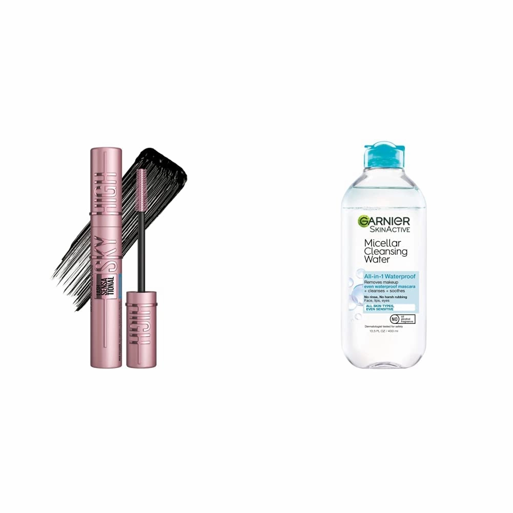Maybelline Sky High Mascara Waterproof Very Black and Garnier Micellar Water Bundle