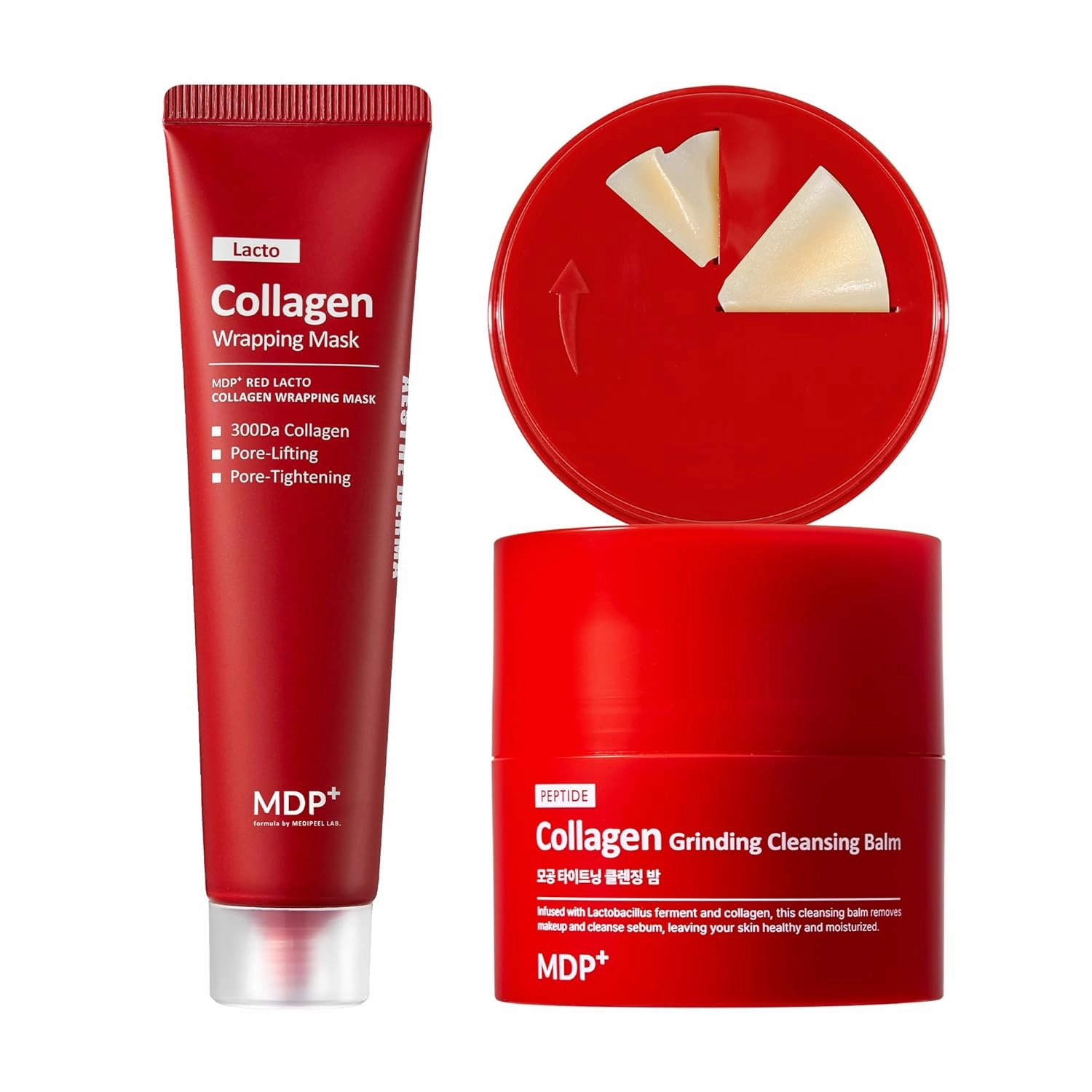 MDP  RED LACTO COLLAGEN Wrapping Mask and Travel-Sized Grinding Cleansing Balm Bundle