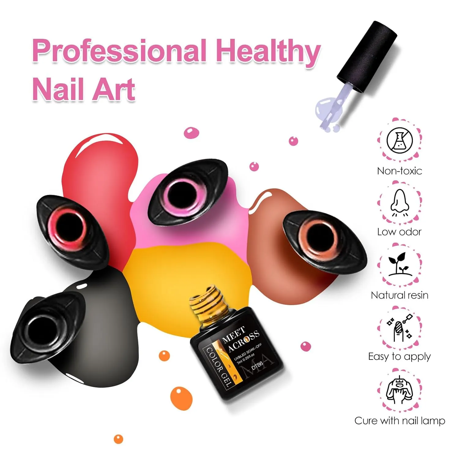 MEET ACROSS Ice Jelly Gel Polish, 18 Colors Sheer Pinkish Red Orange Amber Brown - Soak Off UV Gel Nail Translucent Nail Gel For Nail Beauty Design