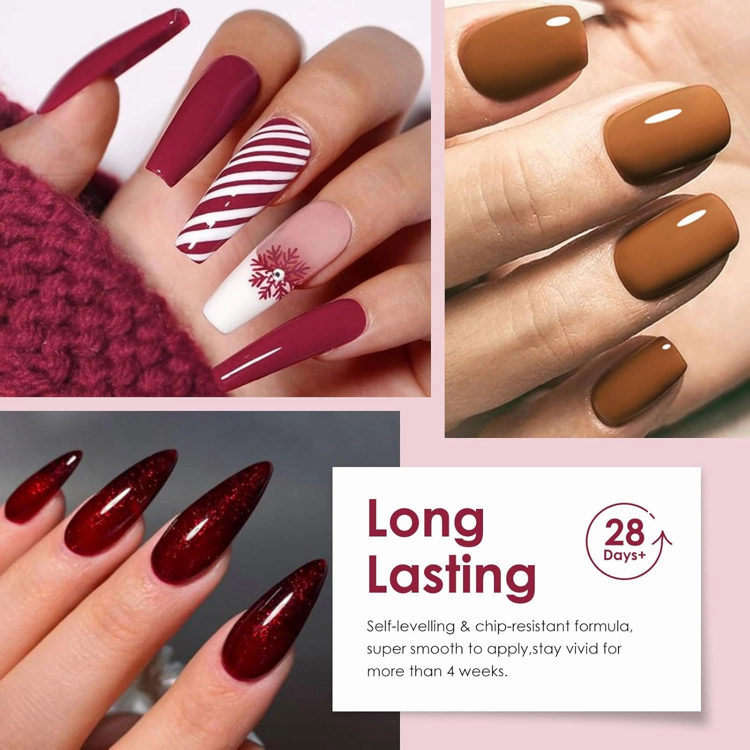 MEET ACROSS 18 PCS Gel Nail Polish Set, 15 Colors Fall Winter Gel Polish with Base Top Coat, Neutral Yellow Brown Soak Off LED Nail Art Kit Salon at Home