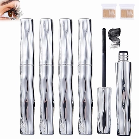 Melbob Mascara, Length & Curl Mascara Set, Steel Pipe Eyelash Primer, 3D Curling Eyelash Iron 𝐌𝐚𝐬𝐜𝐚𝐫𝐚, Upgraded Waterproof Black Metal 𝐌𝐚𝐬𝐜𝐚𝐫𝐚 (5pcs)