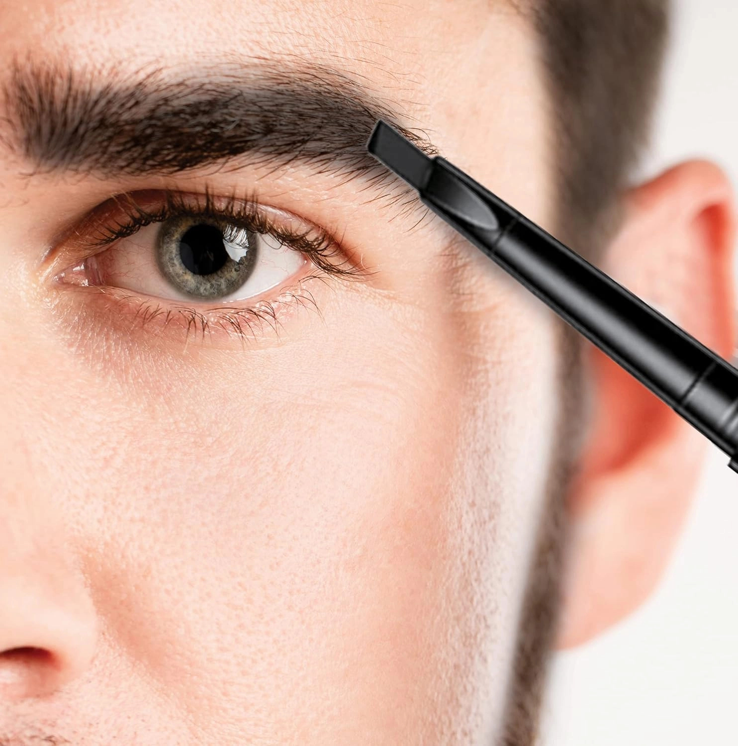 Men's 2-in-1 Eyebrow Brush & Pencil - Shape, Define & Fill In - Ultra-Thin - Long-Lasting Black - Vegan - 2 Pencils