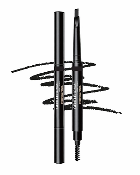 Men's 2-in-1 Eyebrow Brush & Pencil - Shape, Define & Fill In - Ultra-Thin - Long-Lasting Black - Vegan - 2 Pencils