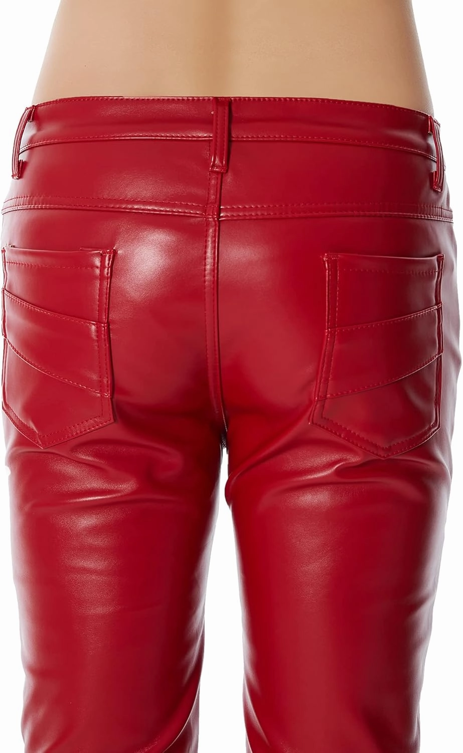 Men`s Black Slim Fit Soft PU Faux Leather Biker Pants