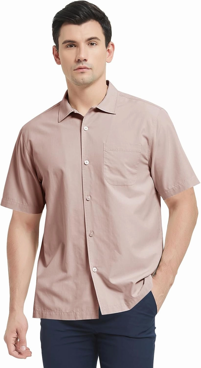 Men's Silk Hawaiian Short Sleeve Button Down Shirt Casual Tropical Holiday Beach Shirts