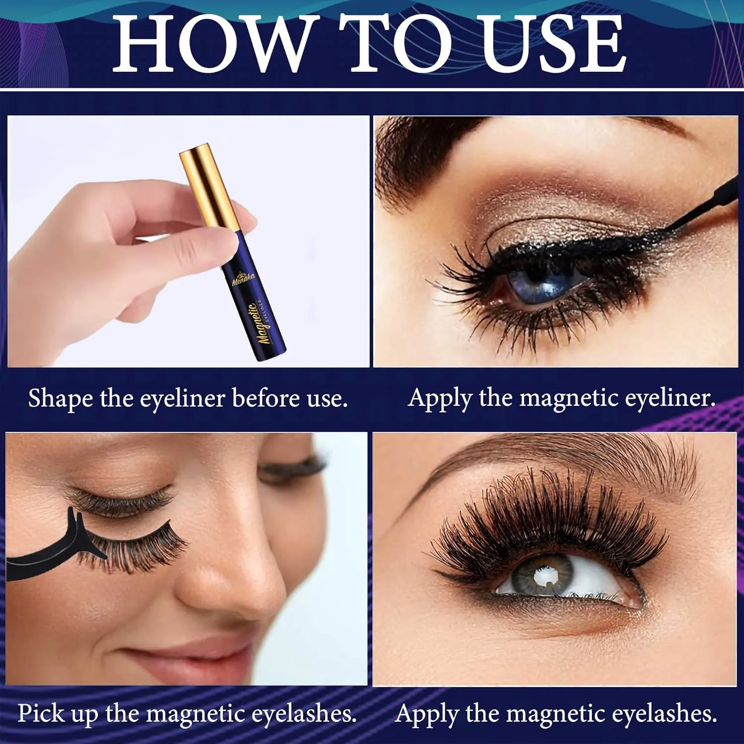 Menaka Magnetic Eyelashes Magnetic Lashes with Eyeliner,Magnetic Lashes Natural Looking,10 Pairs Reusable Magnetic Eyelashes kit,False Eyelashes,Cruel