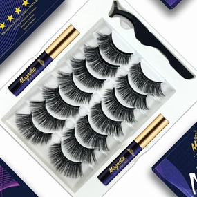 Menaka Magnetic Eyelashes Kit, Long Lasting and Reusable Magnetic lashes Natural Look, 7 Pairs False Eyelashes with Magnetic Eyeliner & Tweezers, Easy to Wear,Cruelty Free, Natural