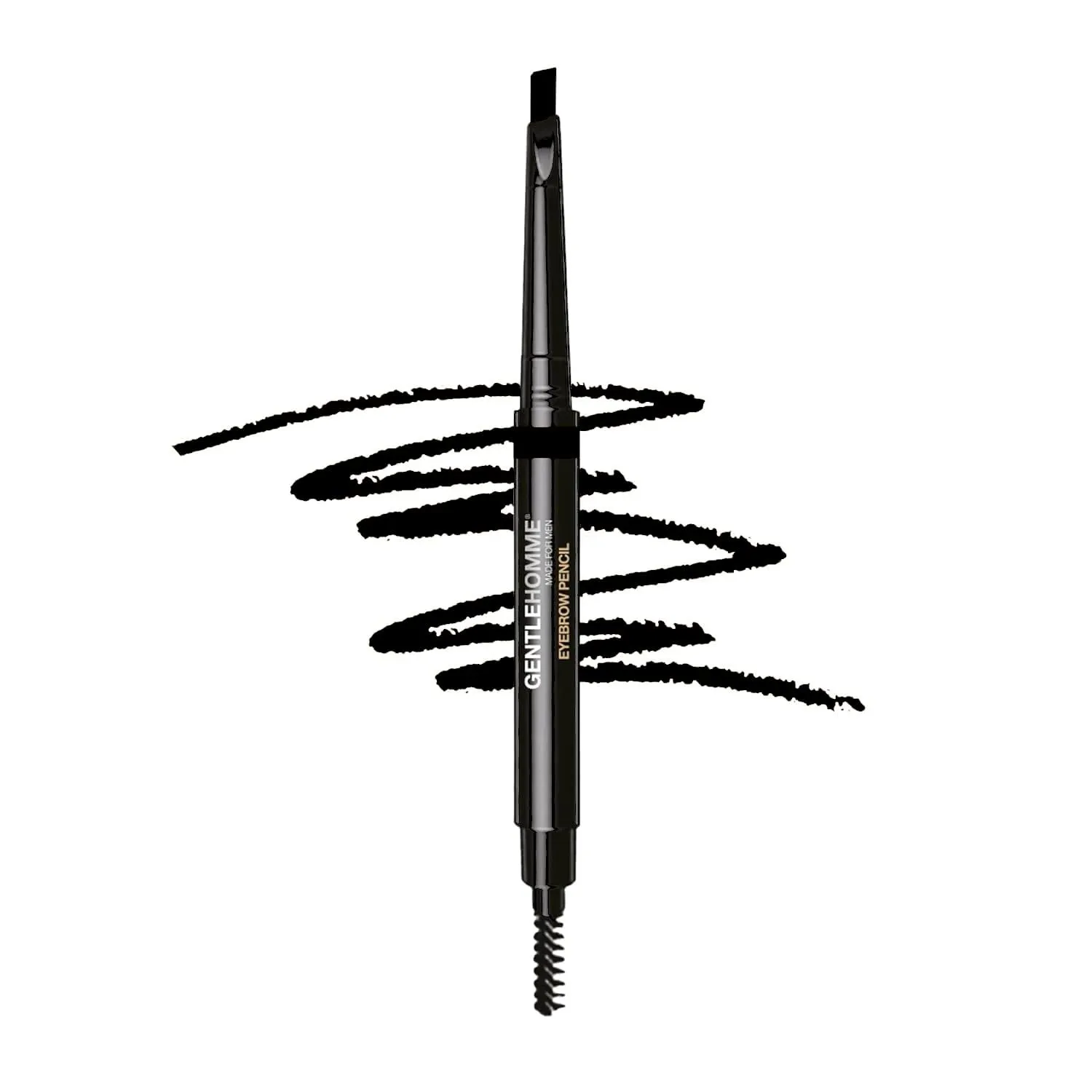 Men's 2-in-1 Eyebrow Brush & Pencil - Shape, Define & Fill In - Ultra-Thin, Long-Lasting Black - Vegan