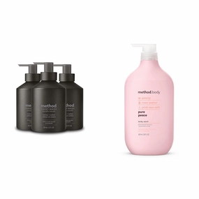 Method Gel Hand Soap, Vetiver   Amber, Reusable Black Aluminum Bottle, Biodegradable Formula, 12 oz & Body Wash, Pure Peace, Paraben and Phthalate Free, 28 oz