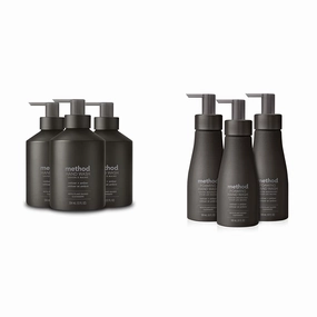 Method Gel Hand Soap, Vetiver   Amber, Reusable Black Aluminum Bottle, Biodegradable Formula, 12 oz (Pack of 3) & Premium Foaming Hand Wash, Vetiver   Amber, Reusable Black Aluminum Bottle