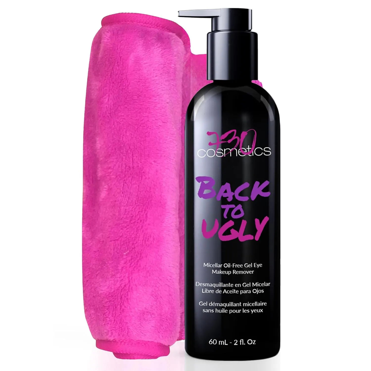Micellar Oil Free Gel Makeup Remover For Sensitive Skin Cleanser Gentle Solution for Eyelash Extensions and Lash lift With Magic Makeup-Remover Cloth (2fl. Oz)
