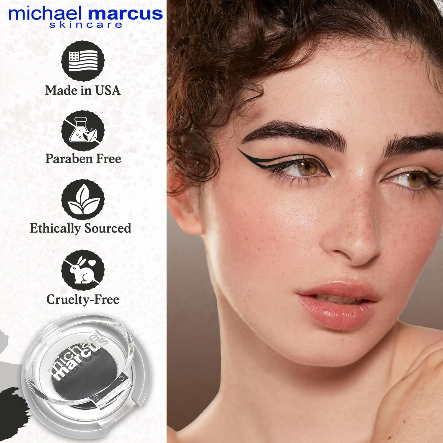 michael marcus Makeup Cake Eye Liner (Kohl) - Water Activated Dry Pressed, Long-Lasting, Vibrant Color & Smudge Resistant Eyeliner - Cruelty & Paraben Free - For Beginner & Pro Makeup Artist