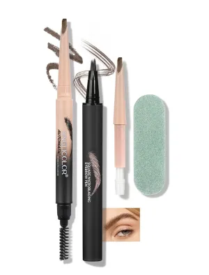 Microblading Eyebrow Pen, Liquid Eyebrow Pencil Kit, Square Angled Eyebrow Brush Natural Hair-Like Brow, Long-Lasting, Waterproof Eyebrow Pencils for Women and Girls Makeup (01 Light Brown)
