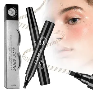 Microblading Eyebrow Pencil, 2025 New 3D Waterproof 4 Tip Magic Eyebrow Pencil, Natural Gap Filling Eyebrow Makeup Contouring Pen Long-Lasting Fine Stroke Eye Brow Pen (Black)