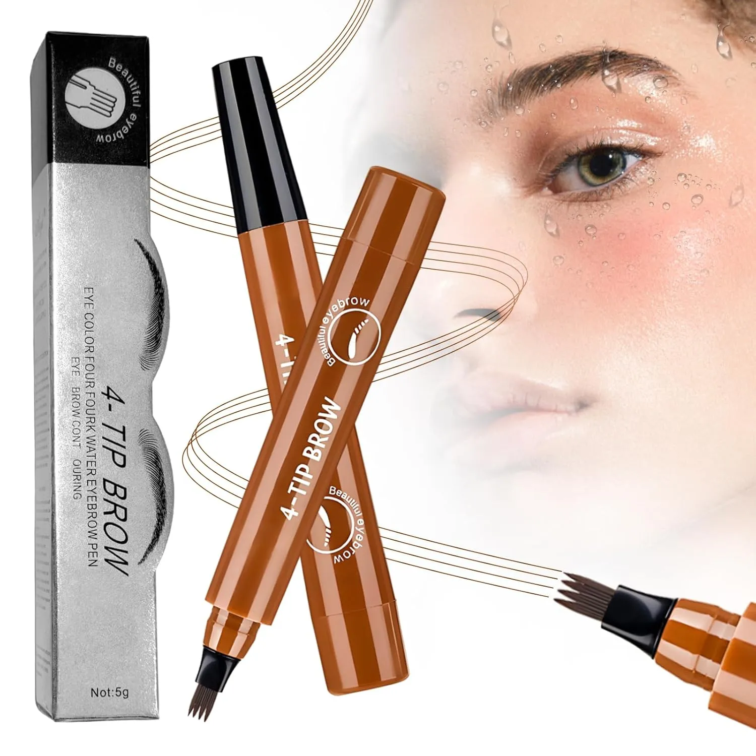Microblading Eyebrow Pencil, 2025 Upgraded Waterproof Eyebrow Pen with Micro-Fork Tip Applicator, Natural Fine Stroke Hair Like Eye Brow Pencils for Women (Light Brown)