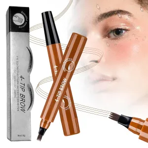 Microblading Eyebrow Pencil, 2025 Upgraded Waterproof Eyebrow Pen with Micro-Fork Tip Applicator, Natural Fine Stroke Hair Like Eye Brow Pencils for Women (Light Brown)