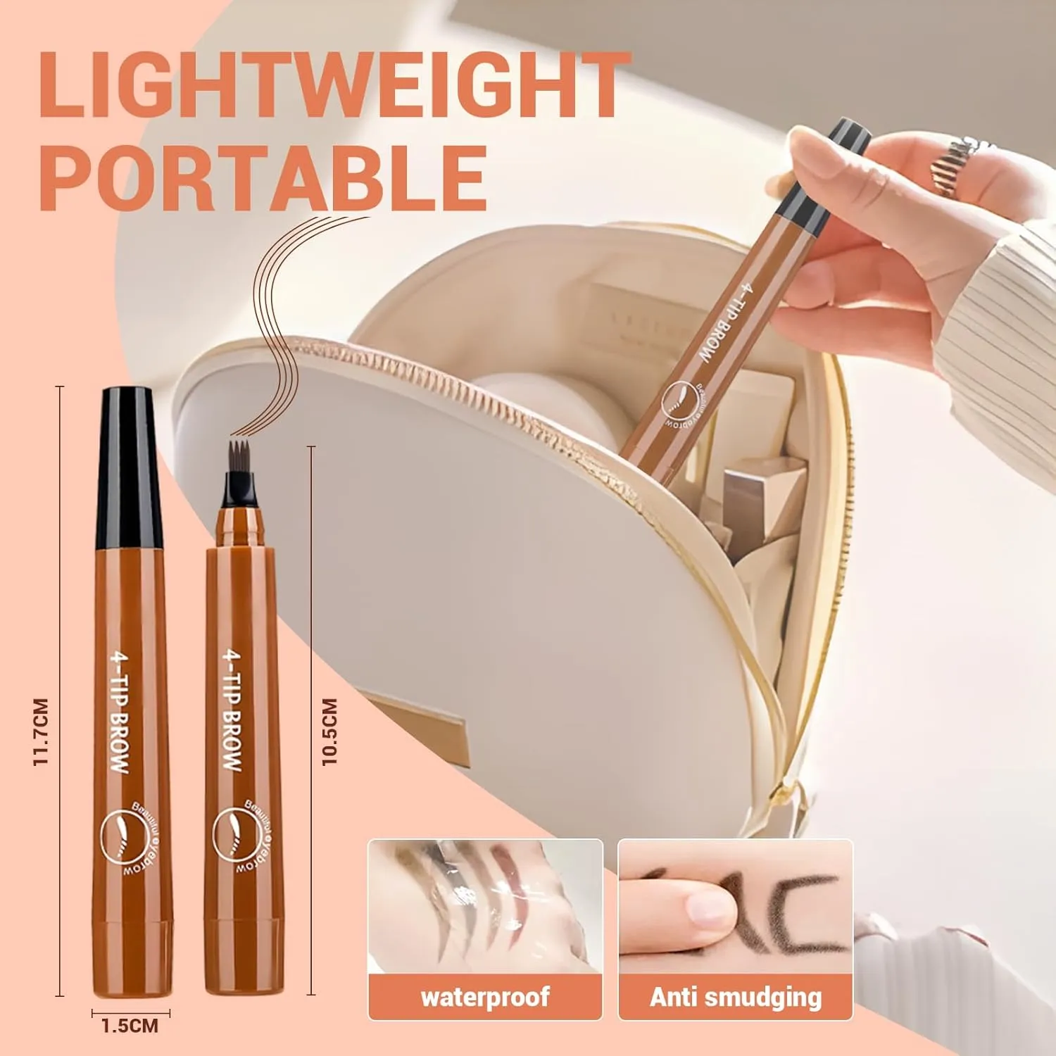Microblading Eyebrow Pencil, 2025 Upgraded Waterproof Eyebrow Pen with Micro-Fork Tip Applicator, Natural Fine Stroke Hair Like Eye Brow Pencils for Women (Light Brown)