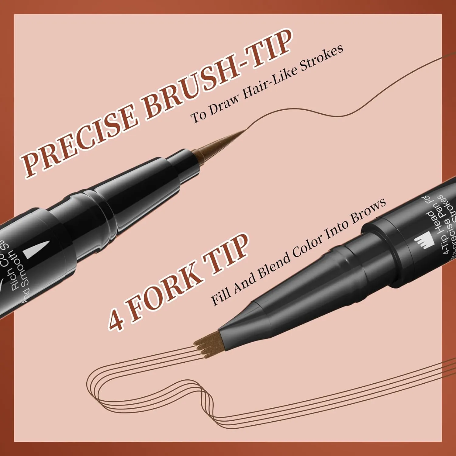 Microblading Eyebrow Pencil, Waterproof Eyebrow Pen, 2-in-1 Dual-Ended Eyebrow Pencil for Women with 4-Fork-Tip & Precise Brush-Tip, Natural Makeup Fine Stroke, Last All-Day (Dark brown)