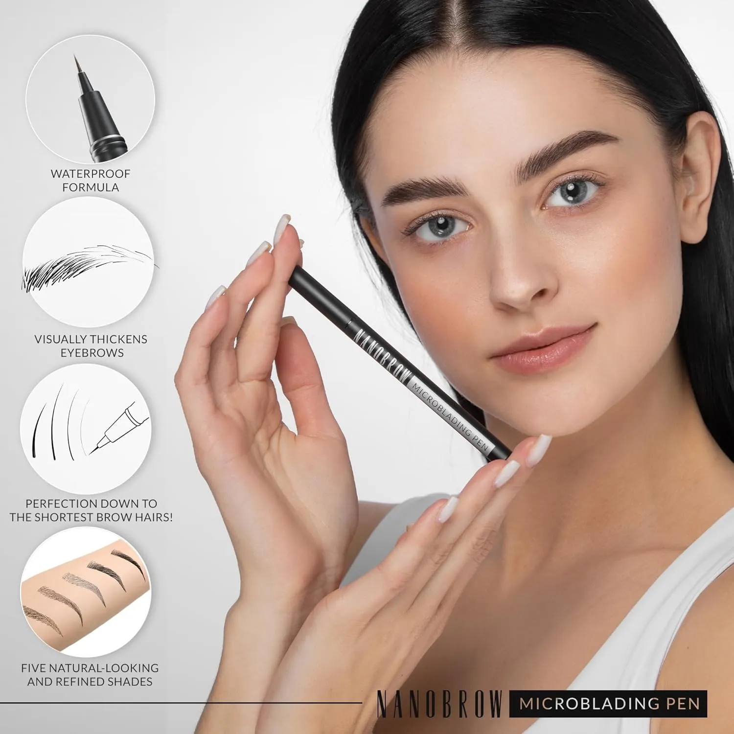 Microblading Pen Dark Brown - Enhancing, Thickening, Eyebrow Filling. Brow pen with ultra-thin tip