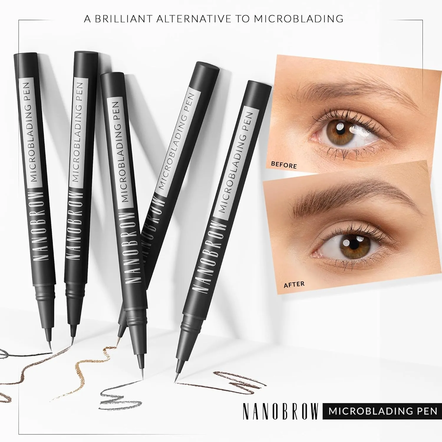 Microblading Pen Dark Brown - Enhancing, Thickening, Eyebrow Filling. Brow pen with ultra-thin tip