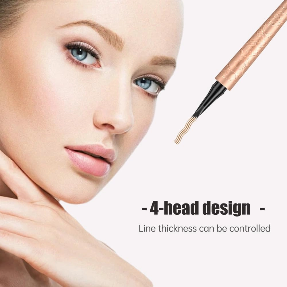 Microblading Eyebrow Pen, 2024 New Waterproof Microblading Eyebrow Pencil with 4 Tip Eye Brow Pen, Natural Eyebrow Makeup Fine Stroke Magic Eyebrow Pencil Stay on All Day (Gray)