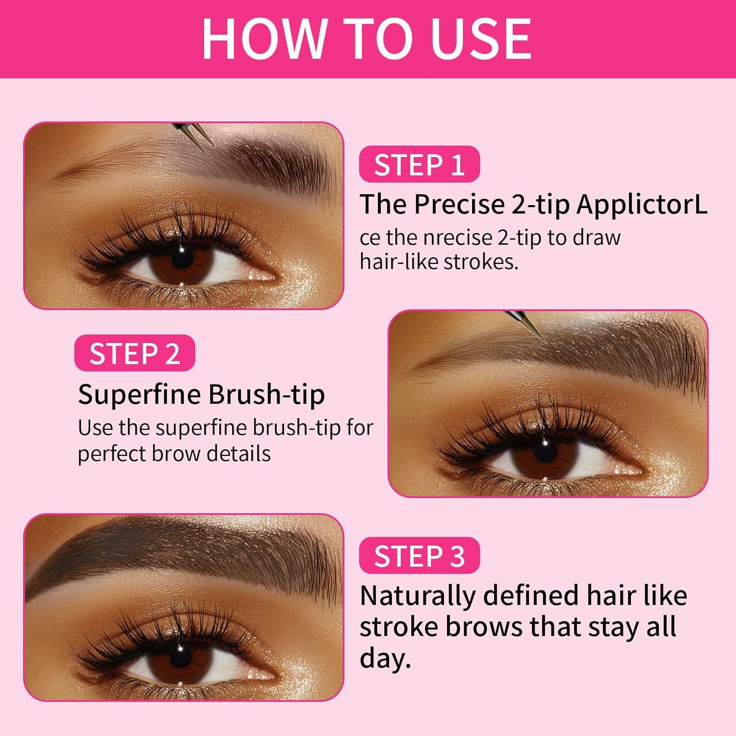 Microblading Eyebrow Pen 3D Waterproof 2-in-1 Dual-Ended Curved Eyebrow Pen and Eyeliner Lasting all day with Micro Fork Tip and Precise Brush Tip Create Natural Hair Like Brows (03)