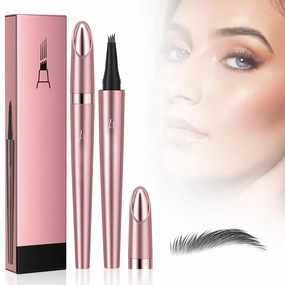 Microblading Eyebrow Pen Waterproof, 2025 New Microblading Eyebrow Pencil, 4-Tip Precise Eye Brow Pencils, Natural Eyebrow Makeup Fine Stroke Eyebrow Pencil Last All-Day (Gray)