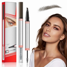 Microblading Eyebrow Pencil, 2025 New 2-in-1 Dual-Ended Brow Pen and Sealing Brow Gel, Waterproof 4 Tip Microblading Eyebrow Pen, Magic Eyebrow Pencils for Women (Dark Brown)