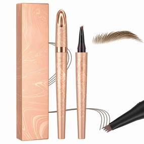 Microblading Eyebrow Pencil, 2025 New 3D Waterproof 4 Tip Microblading Eyebrow Pen, Natural Gap Filling Eyebrow Makeup Long-Lasting Fine Stroke Eye Brow Pen for Women (Light Brown)