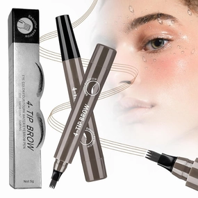 Microblading Eyebrow Pencil, 2025 New Magic Eyebrow Tattoo Pencil 4 Fork Tip Brow Pencil with Micro-fork, Natural Looking Brows Effortlessly and Stays on All Day (Gray Brown)