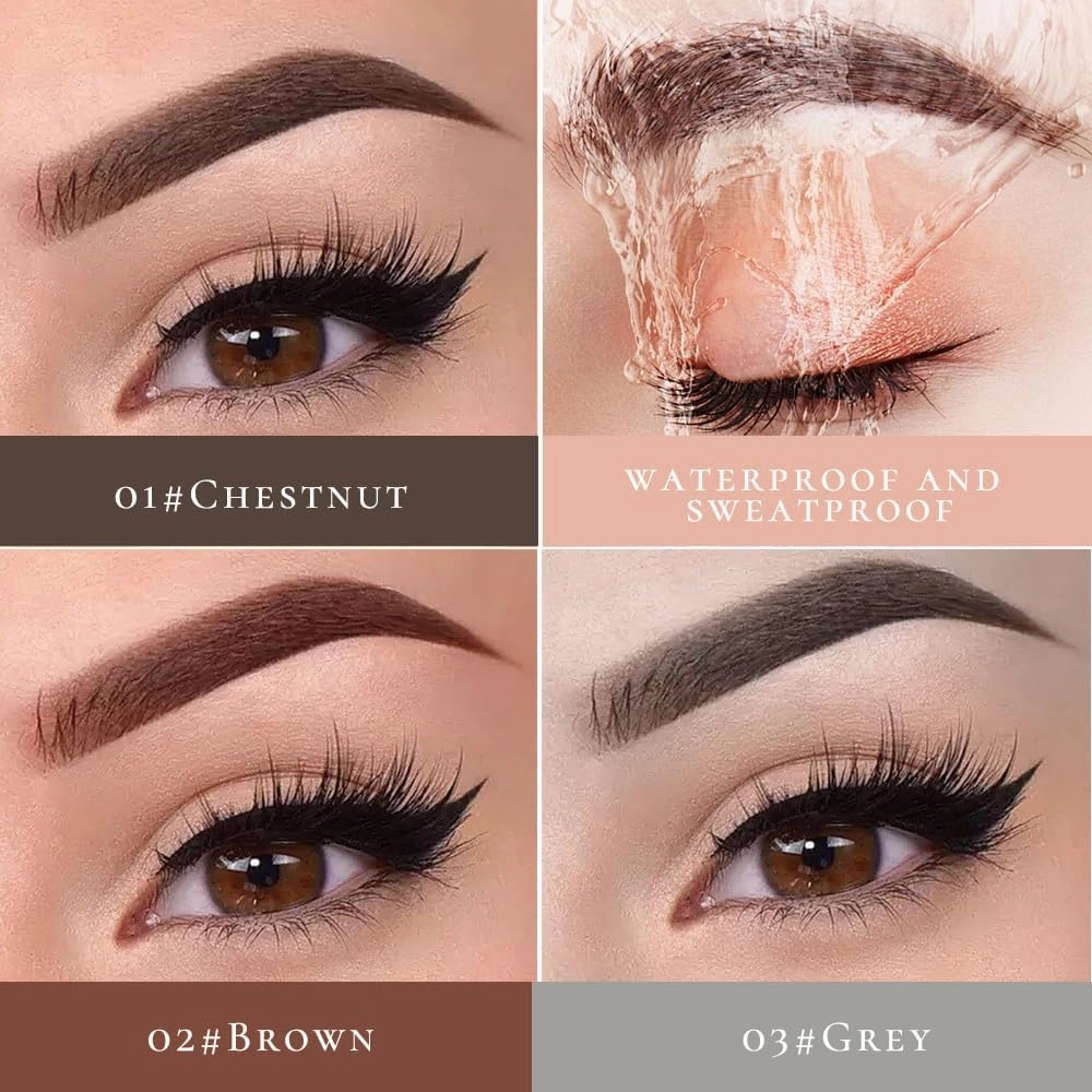 Microblading Eyebrow Pencil, 4 Fork Tip Magic Eyebrow Tattoo Pencil, Waterproof Brow Pencil with Micro-Fork Tip, Precise Color and Perfectly Defined Natural Hair Stroke Lines (B-light brown-2pcs)